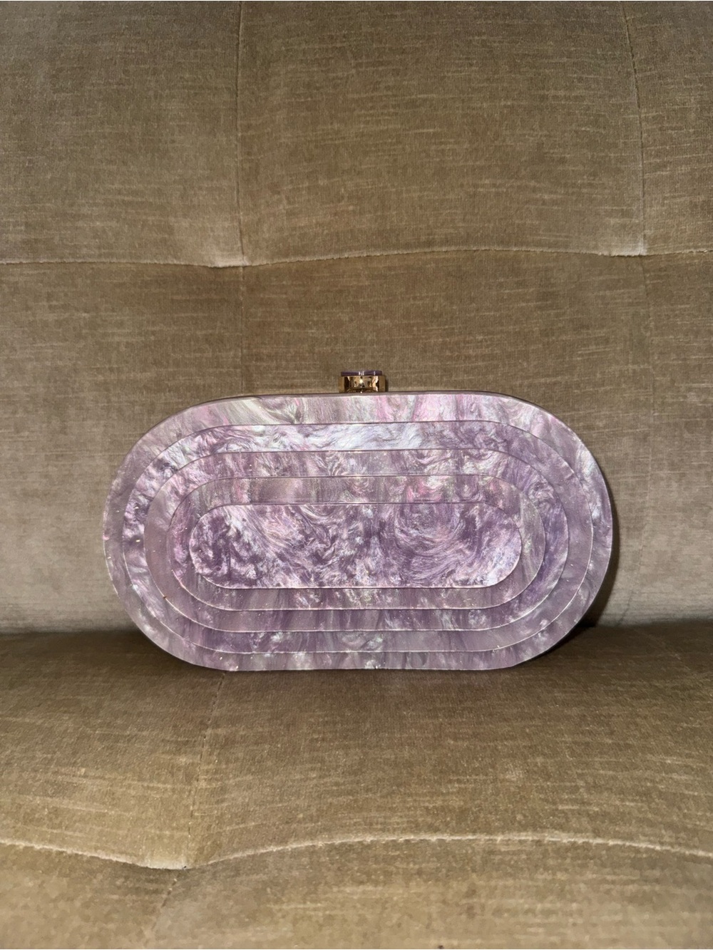 Lilac Oval Acrylic Clutch Bag - Women's Evening Bag